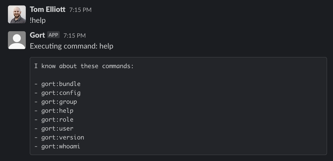 Gort help text